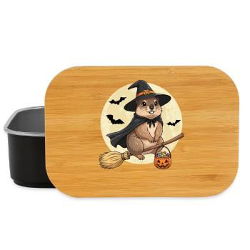 Mignon marmotte sorcière Halloween citrouille pleine lune - Boîte à goûter - noir - Devant