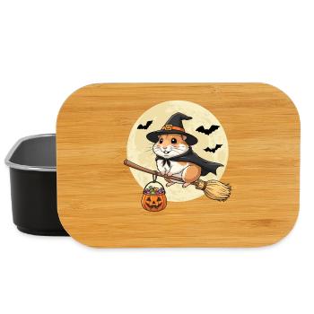 Mignon hamster sorcière Halloween citrouille pleine lune - Boîte à goûter - noir - Devant