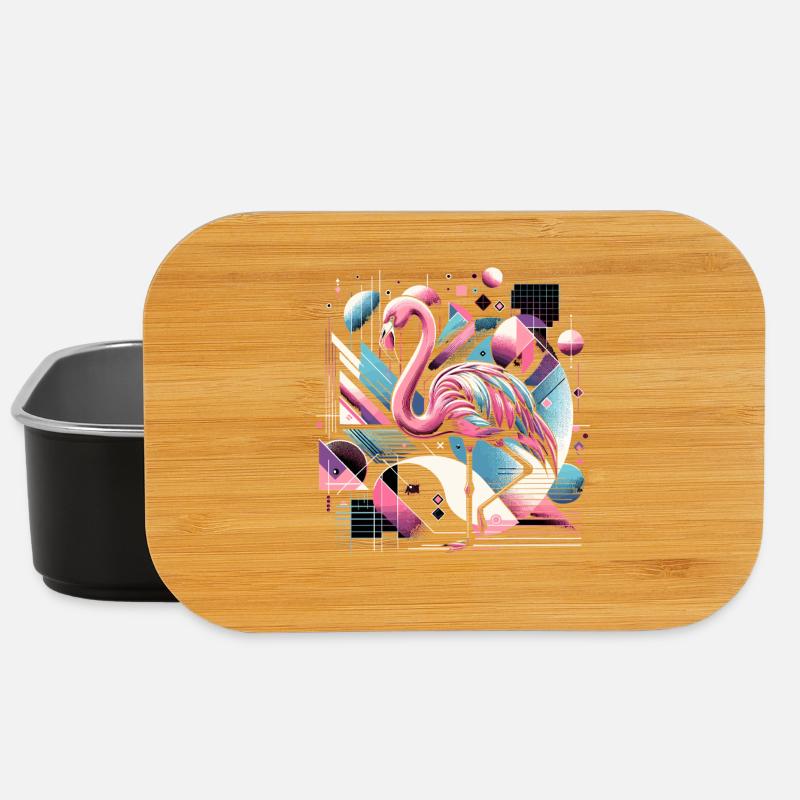 Neon Flamingo Geometrische Pop 80er - Lunch Box - Schwarz
