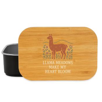 Cottagecore Llama Aesthetic Cute Farm Animal - Lunch Box - black - Front