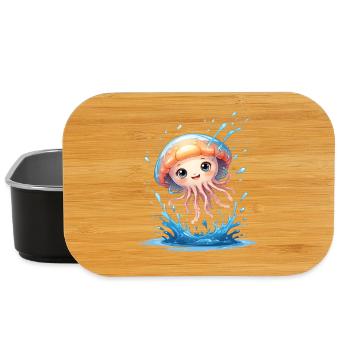 Cute jellyfish friend in the water vortex - Lunch Box - black - Front