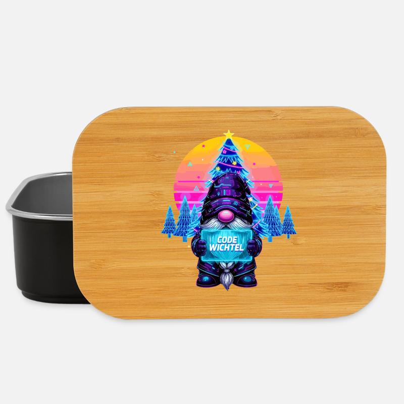 Cyberpunk Code Wichtel - Synthwave Xmas Nerd - Lunch Box - Schwarz
