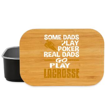 Real Dads Play Lacrosse Funny Sports Father Humor - Lunch Box - black - Front