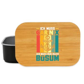 Nordsee Urlaub MUSS GAR NIX MUSS NUR NACH BÜSUM - Lunch Box - Schwarz - Vorne