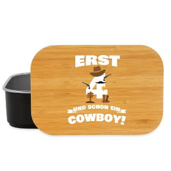 Erst 4 und schon Cowboy / Kinder Geschenkidee - Lunch Box - Schwarz - Vorne