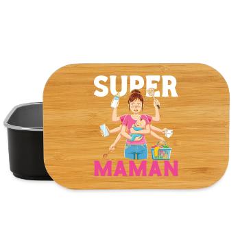 Humour Mère Femme Super Mamaan Bébé - Boîte à goûter - noir - Devant
