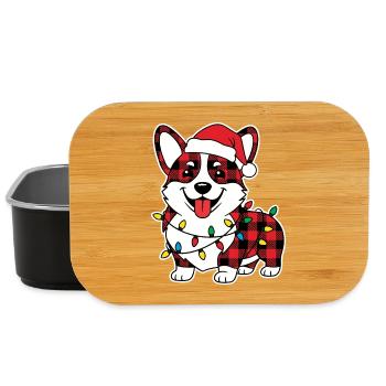 Hund Corgi Weihnachten Plaid Rot Plaid - Lunch Box - Schwarz - Vorne