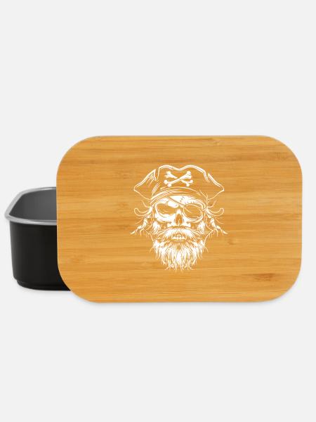 Piratenschädel Bartkapitän - Lunch Box - Schwarz
