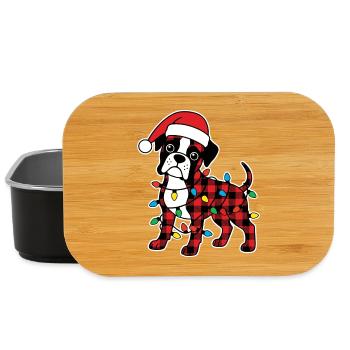 Hund Boxer Weihnachten Plaid Rot Plaid - Lunch Box - Schwarz - Vorne