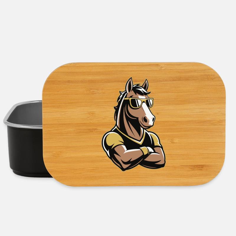 Horse mascot with sunglasses - Lunch Box - black