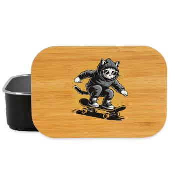 Chat patineur en sweat à capuche avec lunettes de soleil - Boîte à goûter - noir - Devant