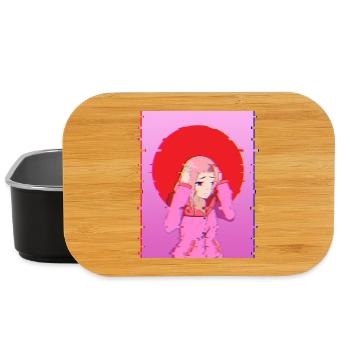 Glitch Aesthetic Anime Girl Digital Art Design - Lunch Box - black - Front