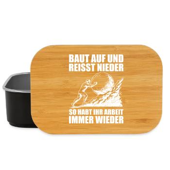 Dicton pour les artisans : Construis et démolis - Boîte à goûter - noir - Devant