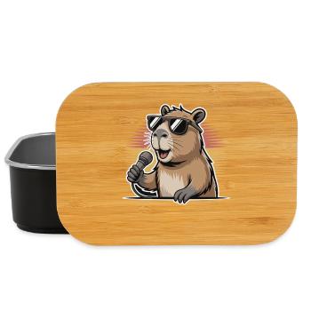 Sänger Capybara mit Sonnenbrille - Lunch Box - Schwarz - Vorne
