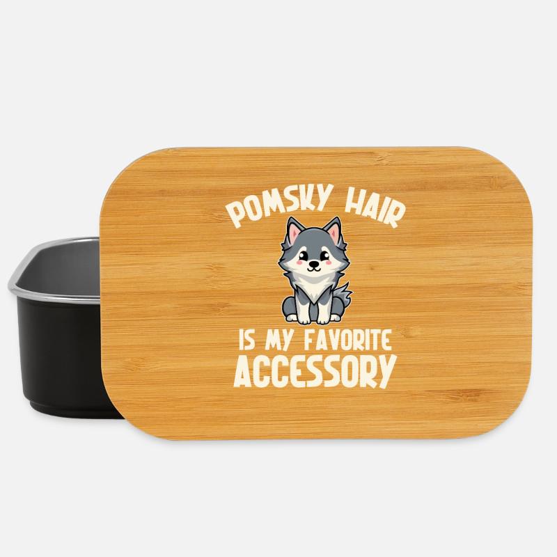 Pomsky Stofftier-Hundezubehör Hundegeschirr - Lunch Box - Schwarz