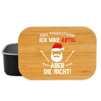 Lieber Weihnachtsmann ich war artig aber die nicht - Lunch Box - Schwarz - Vorne