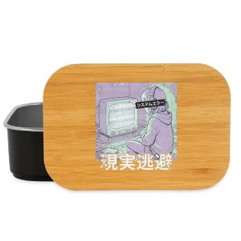 Aesthetic Anime Girl Glitch Systemfehler Vaporwave - Lunch Box - Schwarz - Vorne
