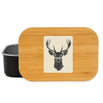 Rentier Hirsch Geweih Reindeer Vintage - Lunch Box - Schwarz - Vorne
