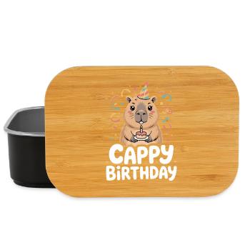 Capybara Anniversaire Cappy Anniversaire Drôle de capy - Boîte à goûter - noir - Devant