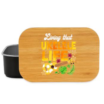Hawaiian Ukulele Uke Living That - Lunch Box - black - Front