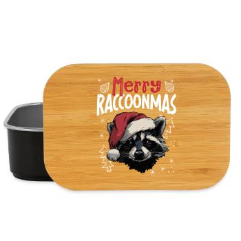 Merry Raccoonmas Funny Raccoon Christmas Motif - Lunch Box - black - Front