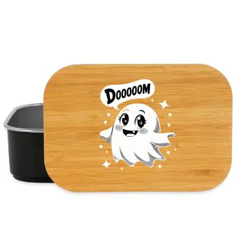 DOOOOOM Cute Kawaii Ghost Funny Cute - Lunch Box - black - Front