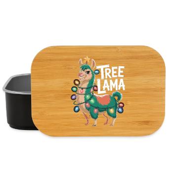 Arbre Lama Chemise de Noël Lama avec des guirlandes lumineuses - Boîte à goûter - noir - Devant