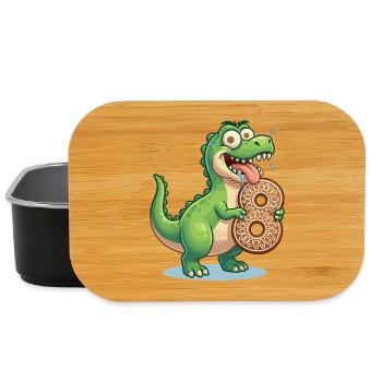 Dino 8 Geburtstag lustig süß Kinder Geschenk 8 Jah - Lunch Box - Schwarz - Vorne