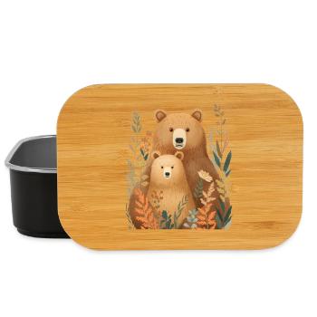 Waldbärenpärchen im Herbstlaub - Lunch Box - Schwarz - Vorne