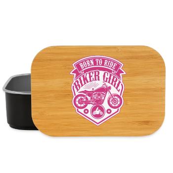 Biker Girl Motorcycle Pink Shield - Lunch Box - Schwarz - Vorne