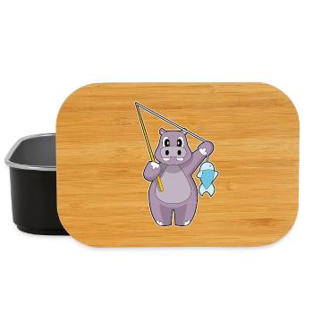 Nilpferd Angler Fisch Angeln - Lunch Box - Schwarz - Vorne
