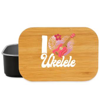 Hawaiian Ukulele Uke Heart I Love - Lunch Box - black - Front