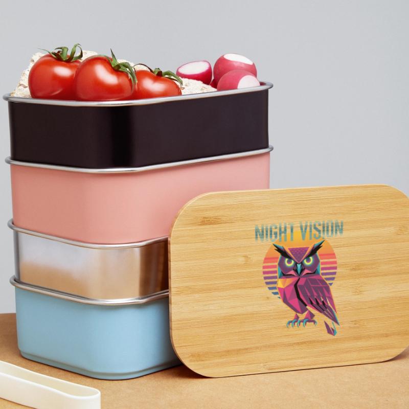 Night Vision Eule Retro Synthwave Sunset Lunch Box