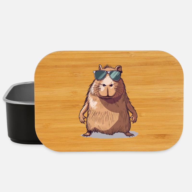 Comic de capybara décontracté avec lunettes de soleil - Boîte à goûter - noir