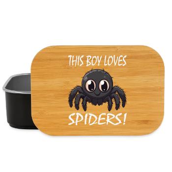 Boy Loves Spiders – Funny Spider Figurine - Lunch Box - black - Front
