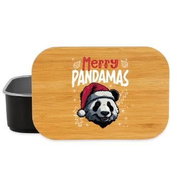Merry Pandamas Lustiges Panda Weihnachtsmotiv - Lunch Box - Schwarz - Vorne