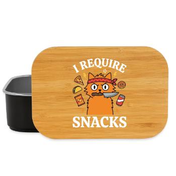 I Demand Snacks Funny Cat Lover Humor - Lunch Box - black - Front