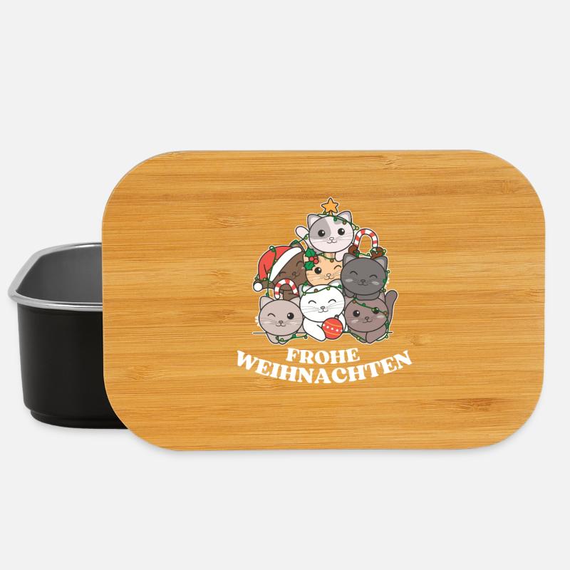 Frohe Weihnachten Katze Heiligabend Katzen - Lunch Box - Schwarz