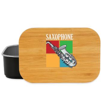Retro Saxophone Saxophonist Musical Instrument - Lunch Box - black - Front