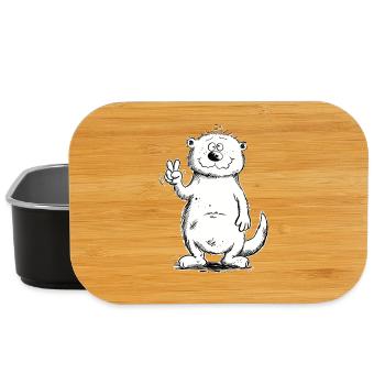 Motif animal de la petite loutre en paix - Boîte à goûter - noir - Devant