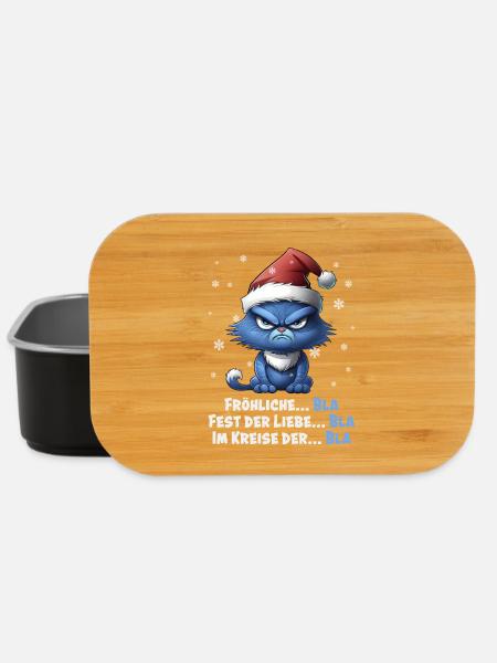 Ich hasse Weihnachten - Grummelige Blaue Katze - Lunch Box - Schwarz