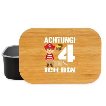 Attention! I'm 4 – Pirate Children's Birthday - Lunch Box - black - Front
