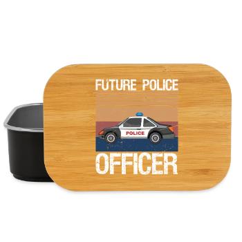 Future Police Officer Policewoman Cop - Lunch Box - black - Front