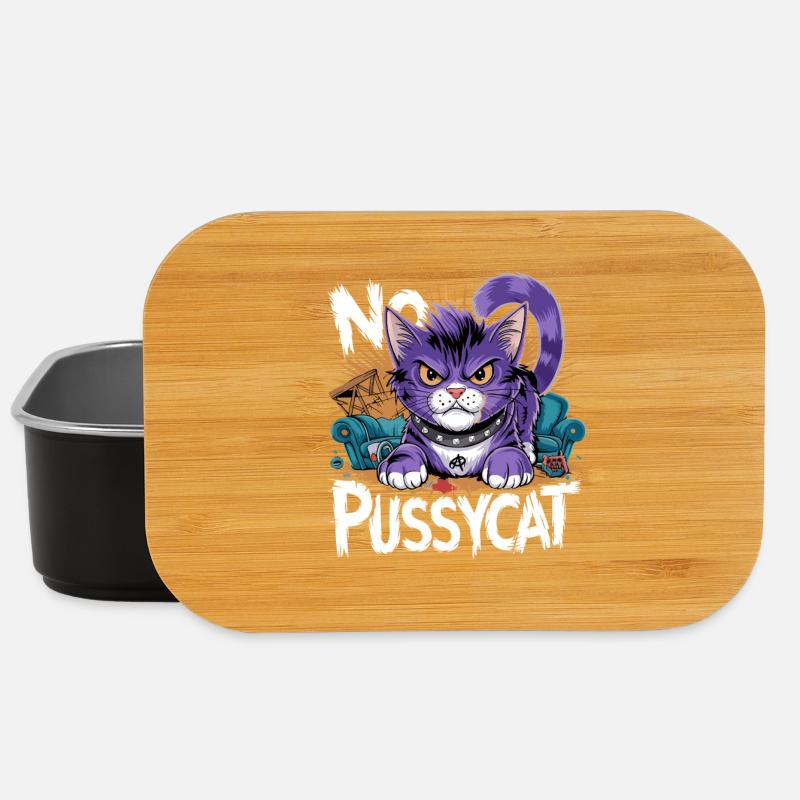 No Pussycat Rebellious Fighting Cat - Lunch Box - black
