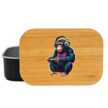 Chimpanzé jouant à des jeux vidéo drôles d’animaux - Boîte à goûter - noir - Devant