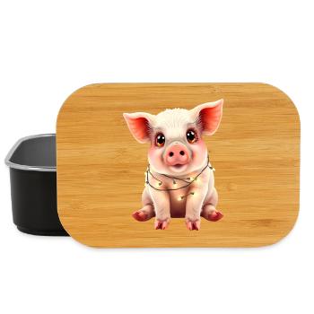 Funny Pig Christmas Farm Animal Cute - Lunch Box - black - Front