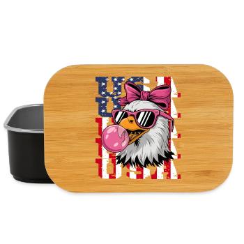 USA Eagle With Sunglasses Bubblegum Pink - Lunch Box - black - Front