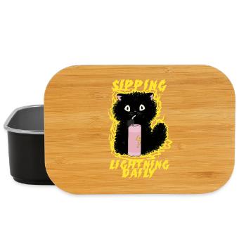 Energy Drink Sipping Lightning Daily - Lunch Box - Schwarz - Vorne