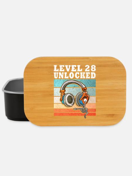 Level 28 Unlocked Kopfhörer Motiv - Lunch Box - Schwarz