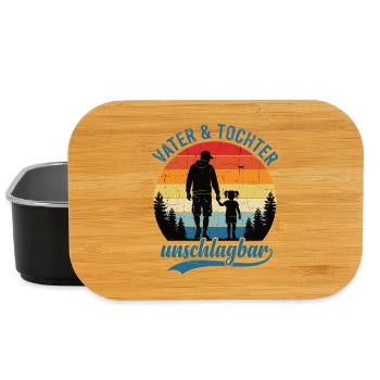 Vater & Tochter unschlagbar – Emotionales Retro - Lunch Box - Schwarz - Vorne